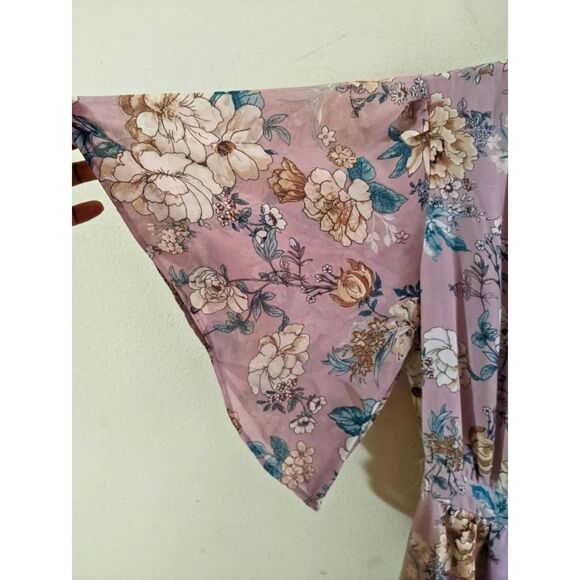 Chelsea28 Chiffon Wrap Dress Womens Size XXS Purple Floral High-Low Boho Wedding - Picture 9 of 11